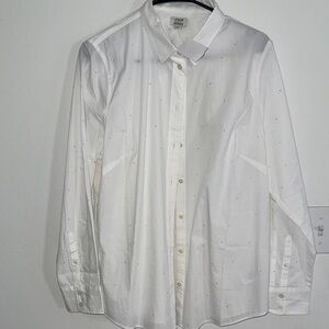 J. Crew Factory White Button Down Shirt with Rhinestones